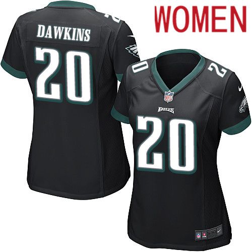 Women Philadelphia Eagles #20 Brian Dawkins Nike Black Game NFL Jersey->women nfl jersey->Women Jersey